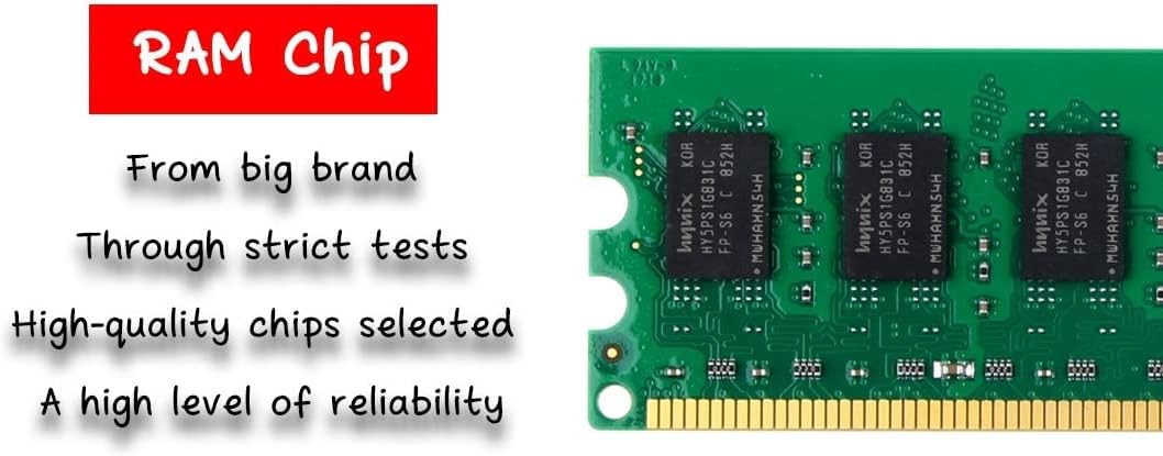 4G DDR2 667MHhz 2x2G PC2 5300 Udimm Desktop Memory Ram, DDR2-667U PC2-5300 2GB 1.8V CL5 240-pin 2Rx8 Non-ECC Unbuffered Desktop Computer RAM Memory Modules