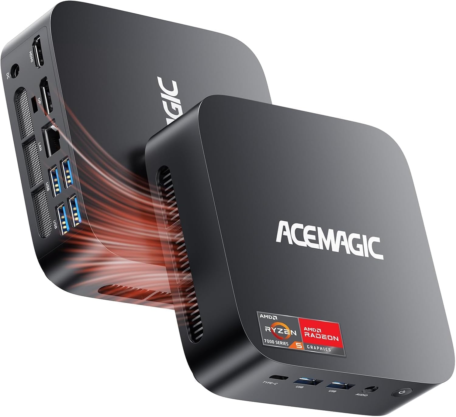 ACEMAGICIAN Kron Mini K1 Mini PC Gaming, AMD Ryzen 5 7430U (equiv to 5850U, 6C/12T, Up to 4.3Ghz), 16GB DDR4 512GB SSD Mini PC Computers Micro Desktop PC 4K Triple Display WiFi6 BT5.2