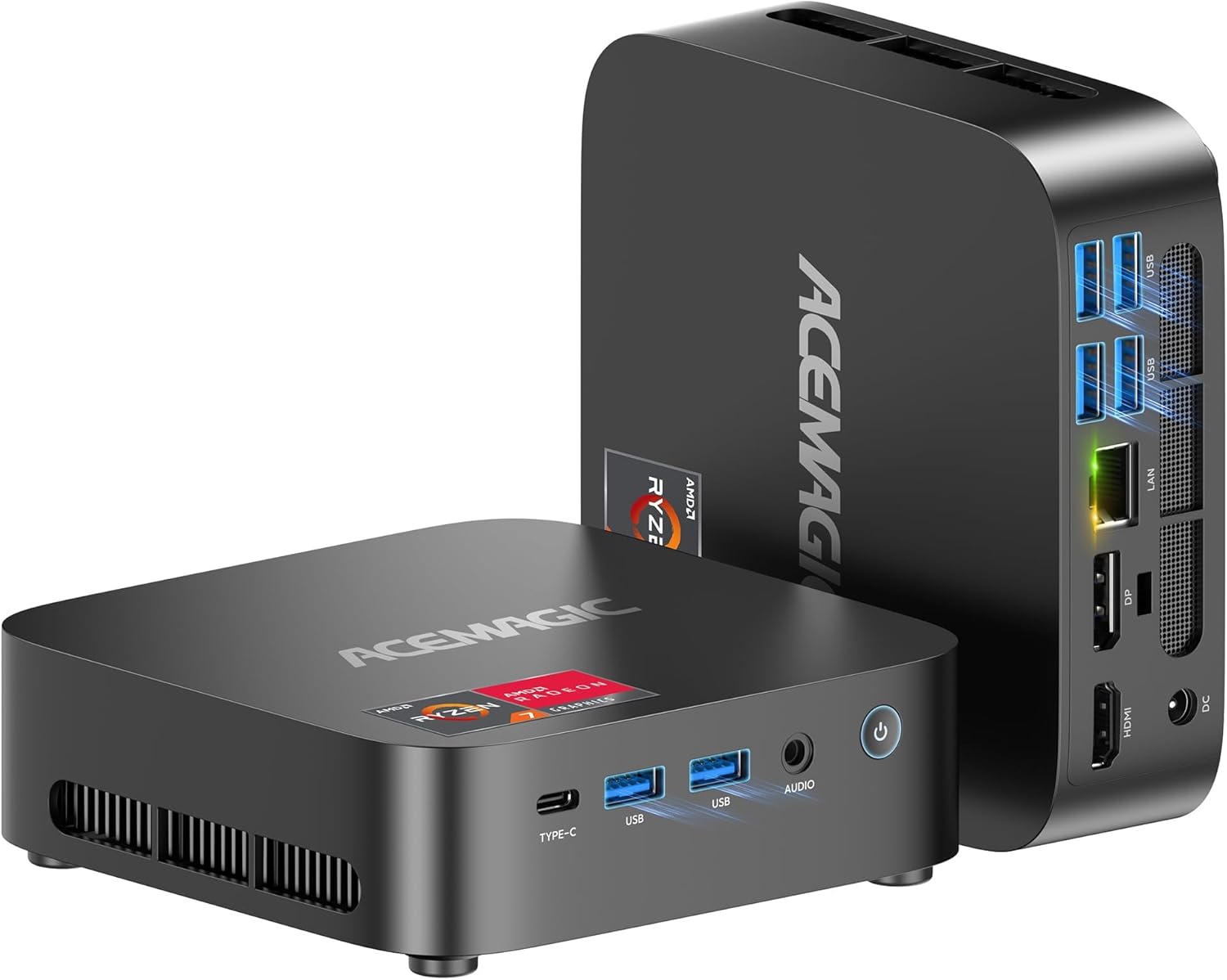 ACEMAGICIAN Kron Mini K1 Mini PC Gaming, AMD Ryzen 5 7430U (equiv to 5850U, 6C/12T, Up to 4.3Ghz), 16GB DDR4 512GB SSD Mini PC Computers Micro Desktop PC 4K Triple Display WiFi6 BT5.2