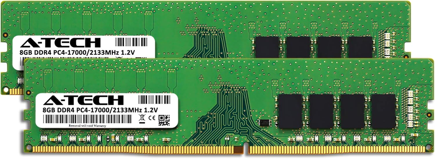 A-Tech 16GB (2x8GB) DDR4 2133 MHz UDIMM PC4-17000 (PC4-2133P) CL15 DIMM Non-ECC Desktop RAM Memory Modules