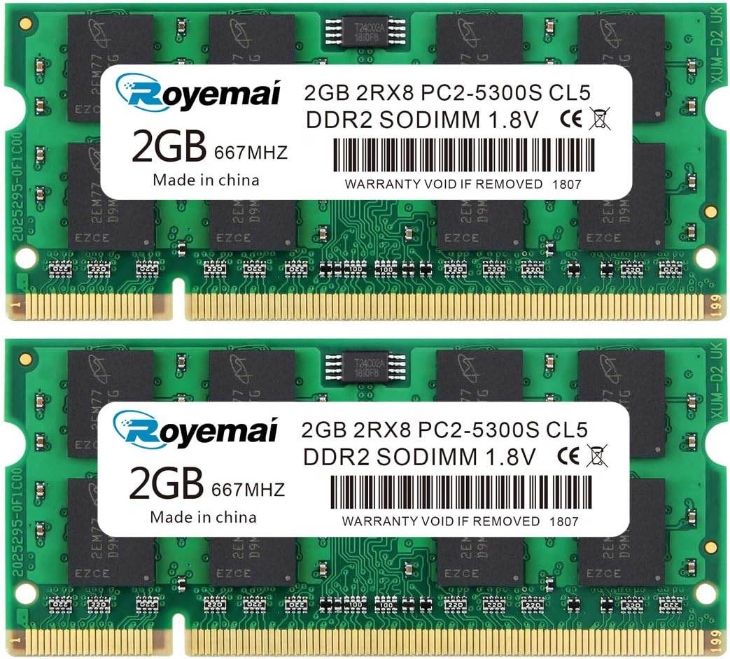 4G DDR2 667MHhz 2x2G PC2 5300 Udimm Desktop Memory Ram, DDR2-667U PC2-5300 2GB 1.8V CL5 240-pin 2Rx8 Non-ECC Unbuffered Desktop Computer RAM Memory Modules