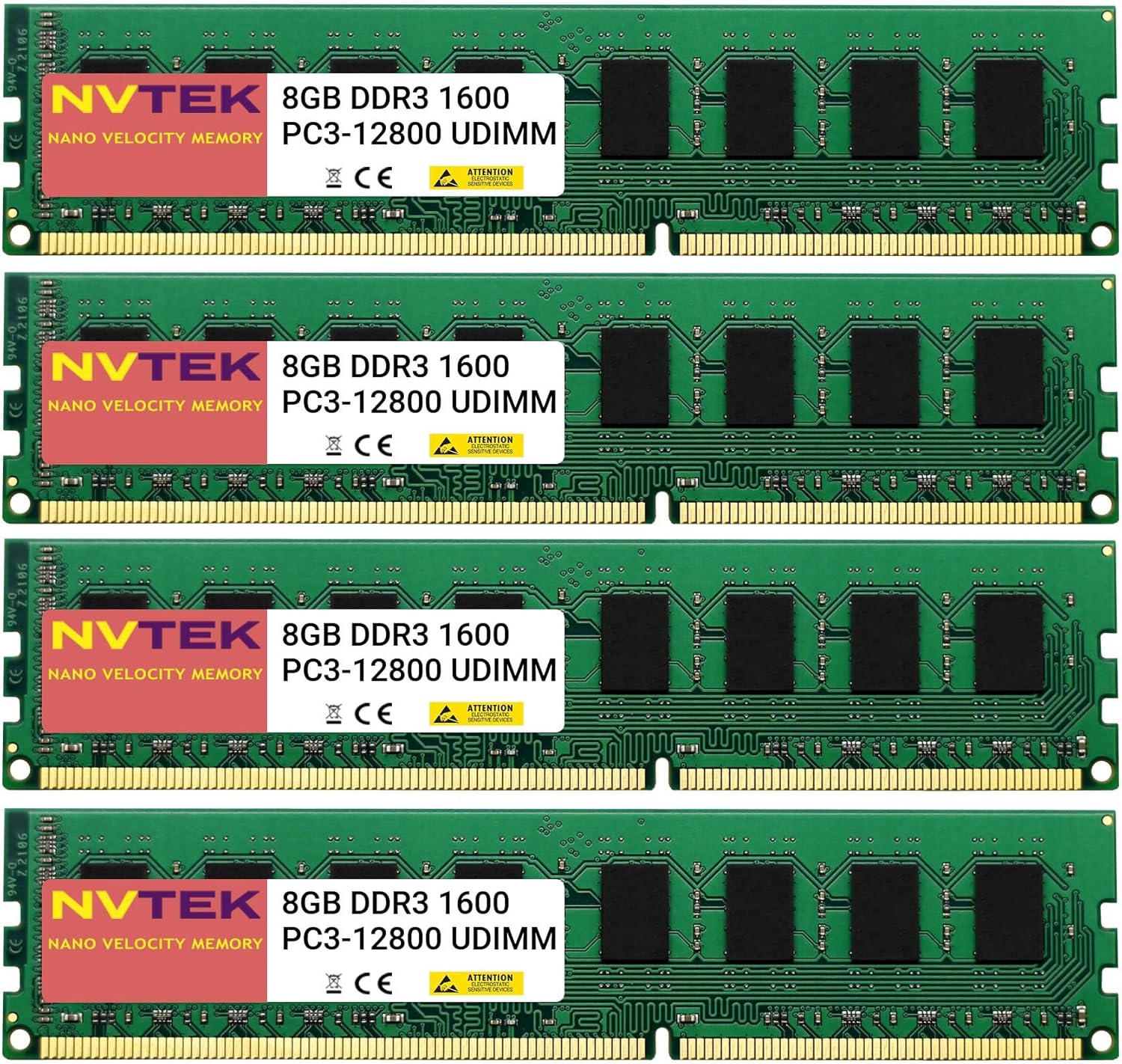 32GB (4X8GB) DDR3 1600MHZ PC3-12800 UDIMM 2Rx8 1.35V 240-PIN Non-ECC Unbuffered Desktop PC Computer Memory KIT