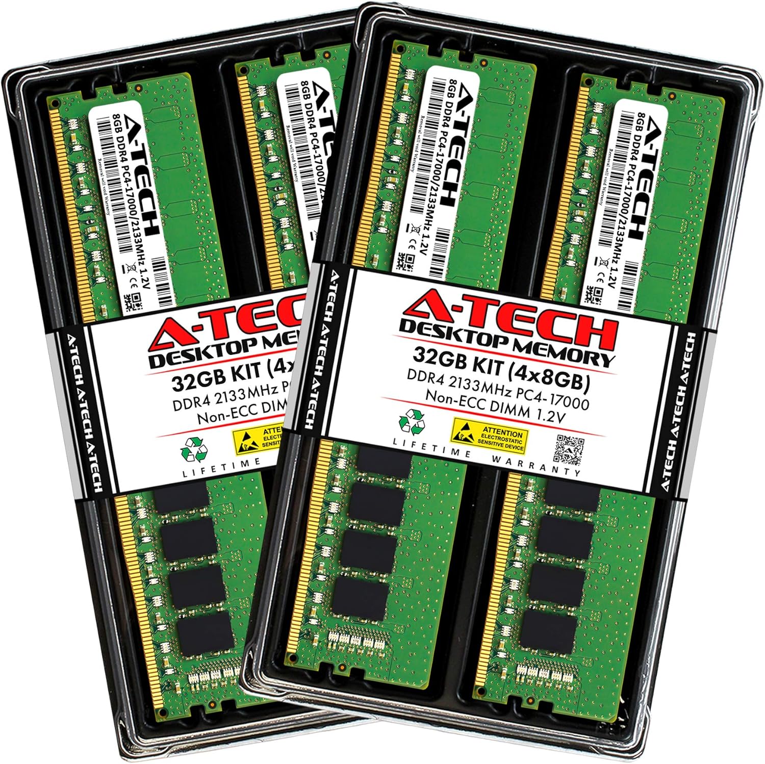 A-Tech 16GB (2x8GB) DDR4 2133 MHz UDIMM PC4-17000 (PC4-2133P) CL15 DIMM Non-ECC Desktop RAM Memory Modules